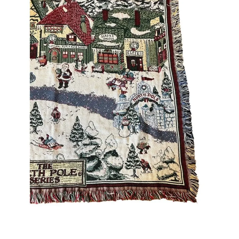 VTG Dept 56 NORTH POLE Series Goodwin Weavers Blanket Throw Afghan Department 56